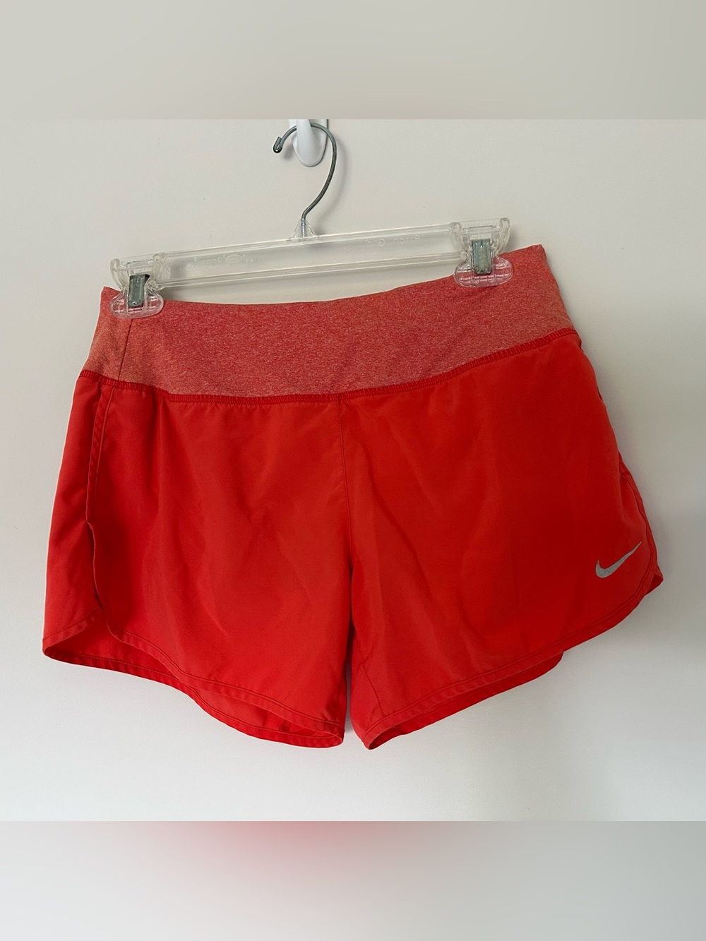Nike Women's Red Athletic Running Shorts with Heathered Waistband